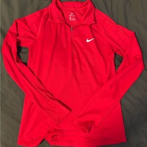 Nike Women's Bright Red Long Sleeve Tee 3/4 zipper running